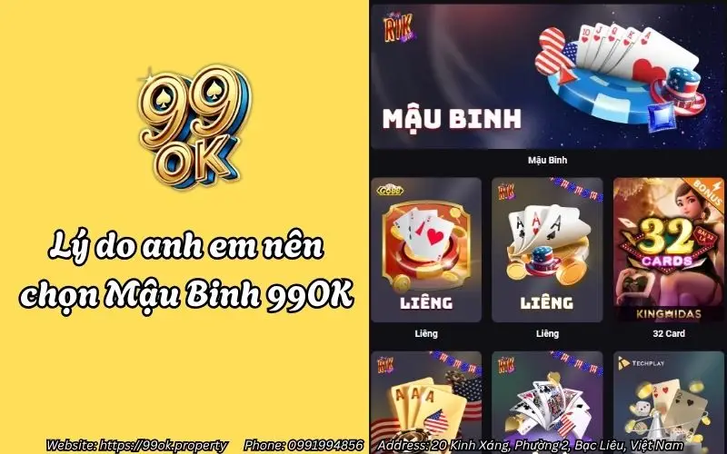 Mậu Binh 99OK - Game bài đổi thưởng đỉnh cao cho anh em 2 Lý do anh em nên chọn Mậu Binh 99OK